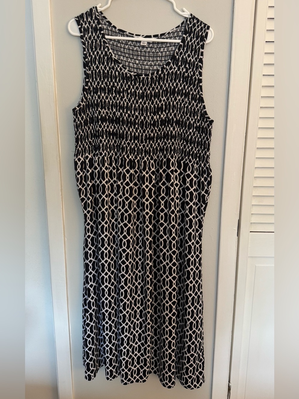 Croft & Barrow Sleeveless Black White Geometric Dress Size Large